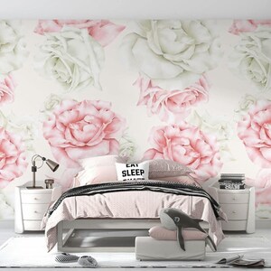 Roses chambre à coucher Papier peint | Papier peint floral rose