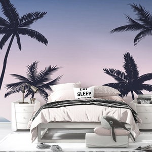 Tropical Leaves Wallpaper | Dark leaves wall mural | Living room wallpaper | Bedroom wallpaper | Palm leaves | Exotic wallpaper