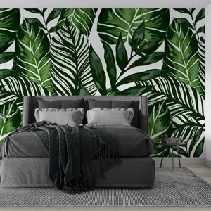 Papier Peint Tropical Palm Leaves : Papier Peint Exotique Sombre