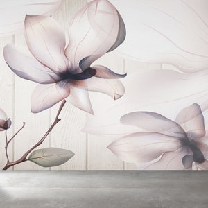 Carta da parati Magnolia, murale floreale, arte murale Magnolia, arredamento floreale, sfondo romantico, arredamento camera da letto Magnolia, soggiorno Magnolia