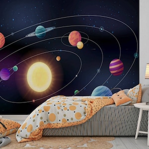 Space Wallpaper | Planets wallpaper for kids| Nursery space wallpaper | Galaxy wallpaper for kids