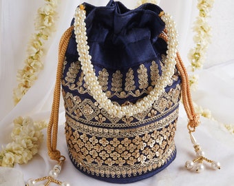 Royal Affair Embroidered Potli Bag | cotton bag