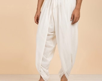 Isha’s Ready to wear Unisex Dhoti Pants(Off - White)Panchakacham.Easy to pull on. Versatile. Comfortable for both casual and formal wear