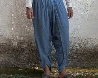 Isha’s Ready to wear Unisex Dhoti Pants (Indigo) / Panchakacham. Easy to pull on. Versatile. Comfortable for both casual and formal wear.