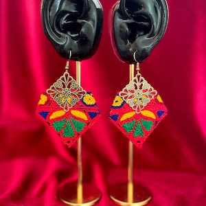 Handmade crochet earrings ,knitted drop/dangle earrings ,handmade craft ,mad by love.