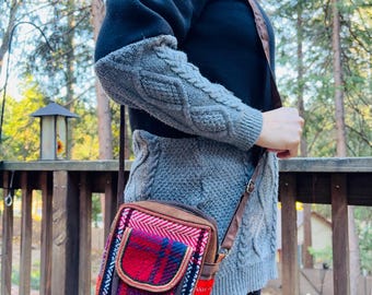 Handmade Kilim Crossbody Bag • Woven Boho Rug Purse, Festival Travel Bag