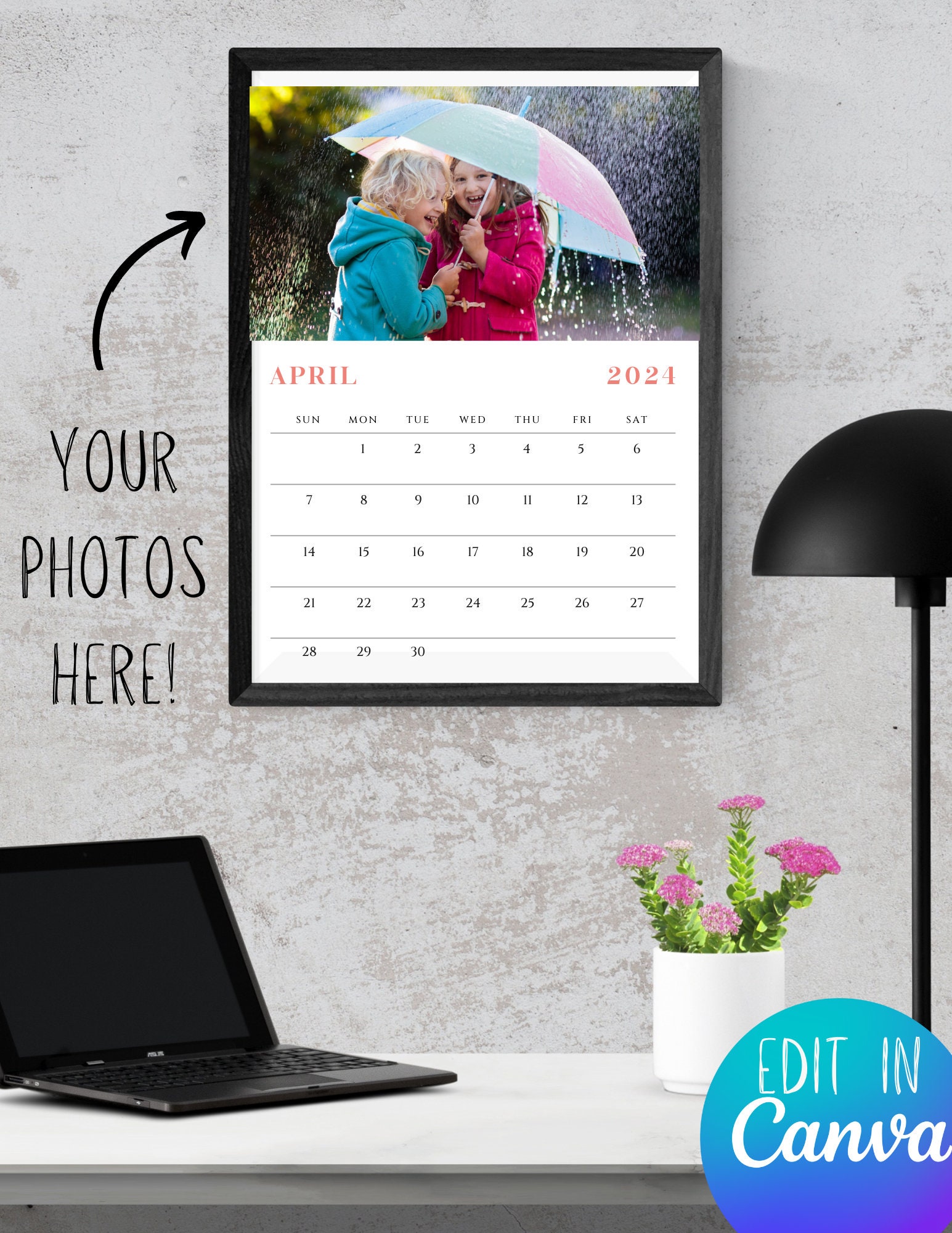 Custom Photo Calendar 2024, Personalized Calendar, 12 Month Calendar