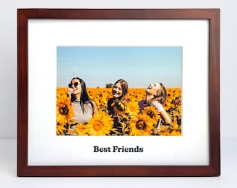 Personalized mat with 8x10 rosewood color photo frame, mat and frame for photos