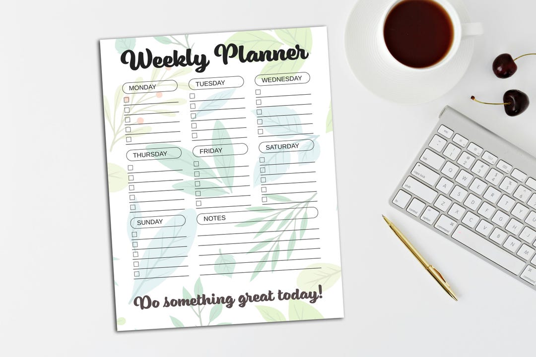 Weekly Notepad Planner With Leaves Themed Art, Desktop Planner, to Do ...