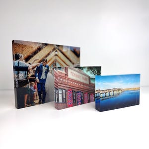 Acrylic Photo Block: Personalized Picture Gift with Optional Engraving, 4x6, 5x7, 8x10 glass photo block