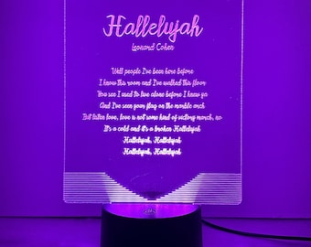 Personalized laser engraved color LED light up stand with your text engraved