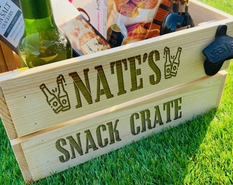 Personalized Wooden Snack Crate: Engraved Gift Box