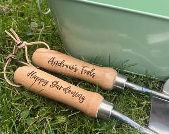 Personalised Engraved Gardening Trowel And Fork