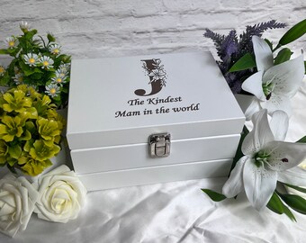 Engraved wooden jewellery box with built in mirror  | Personalised | Jewellery storage | Gift ideas | display box | ring box | necklace box