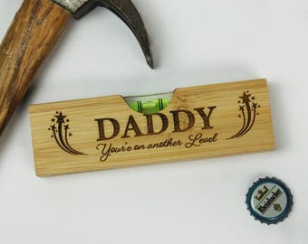 Personalized Bamboo Spirit Level Bottle Opener - Engraved Dad Gift