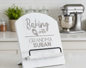 Personalised Cookbook stand gift, Kitchen Decor gift, grandparent Present