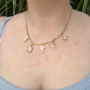Pink and Gold Charm Necklace