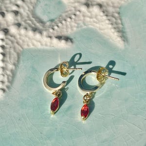 Gold Plated Earrings with pink stones