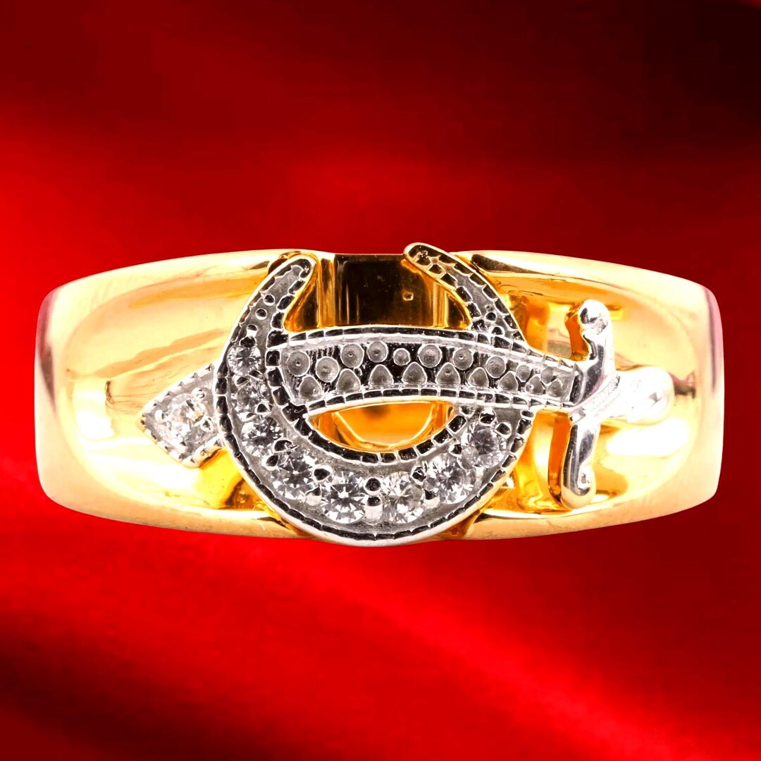 ダイヤモンドホースシューリング：ヴィンテージの乗馬ステートメント