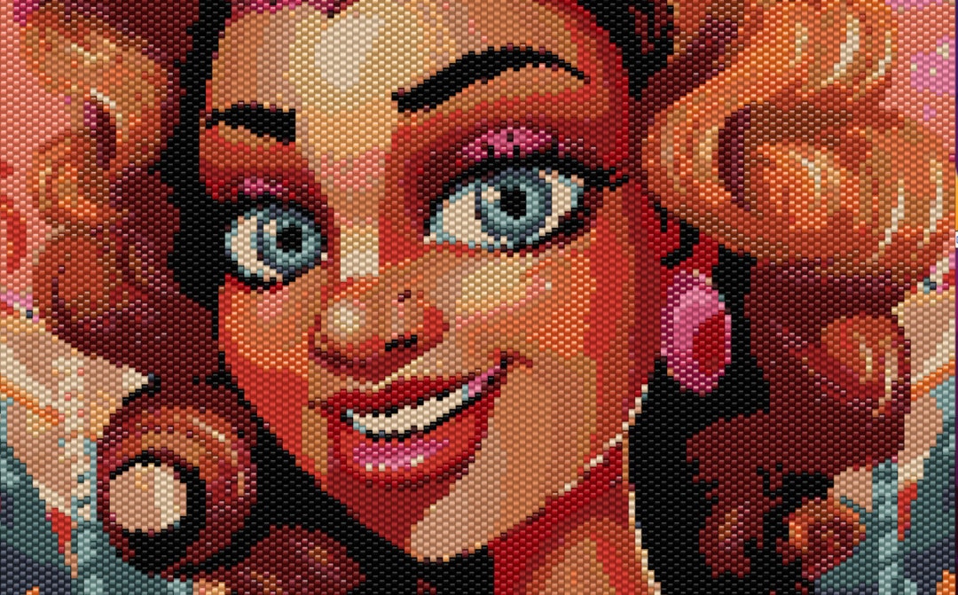 Vibrant Cartoon Lady Portrait Bead Pattern Digital Download - Etsy