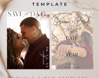 Editable Double-Sided Wedding Save the Date Template (Canva)
