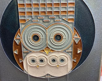 Charley Harper “Family Owlbum” Decorative Tile – Mid Century Modern Owl Art – Wildlife Illustration Tile