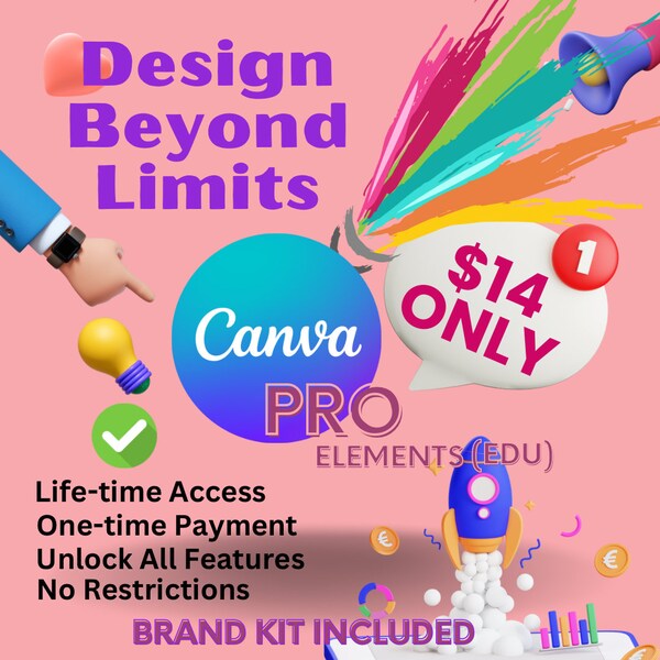 Canva Life Time Zugriff auf Pro Elements über Canva Edu | Zugriff auf Brand Kit inklusive | Design Ohne Limit |Einmalige Zahlung | Großer Wert