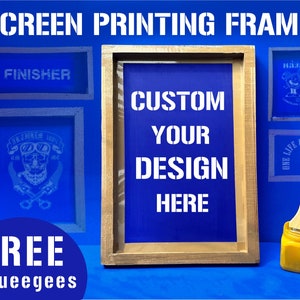 Professional Custom Wood  Screen Printing Frame,  silk screen print image  logo graphic on. Delivered ready for you to print, custom design.