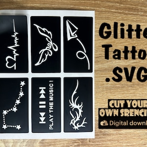 Stickers 6 , Glitter Tattoo Stencil SVGs, Cut your own stencils, Files, Glitter Tattoo Designs, Face Painting Stencils, SVG Stencils.