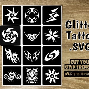 Ninja Glitter Tattoo Stencils: SVG Cut Files (Digital Download)