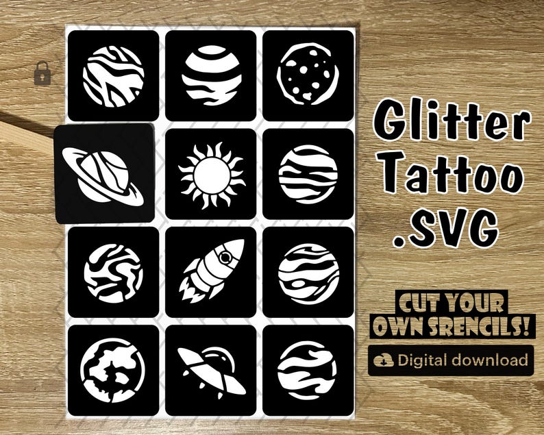 Glitter Tattoo Stencils Svg Space Galaxy Designs Digital Download Photo Inspiration