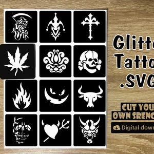 Glitter Tattoo Stencil Designs: SVG Cut Files (Digital Download)