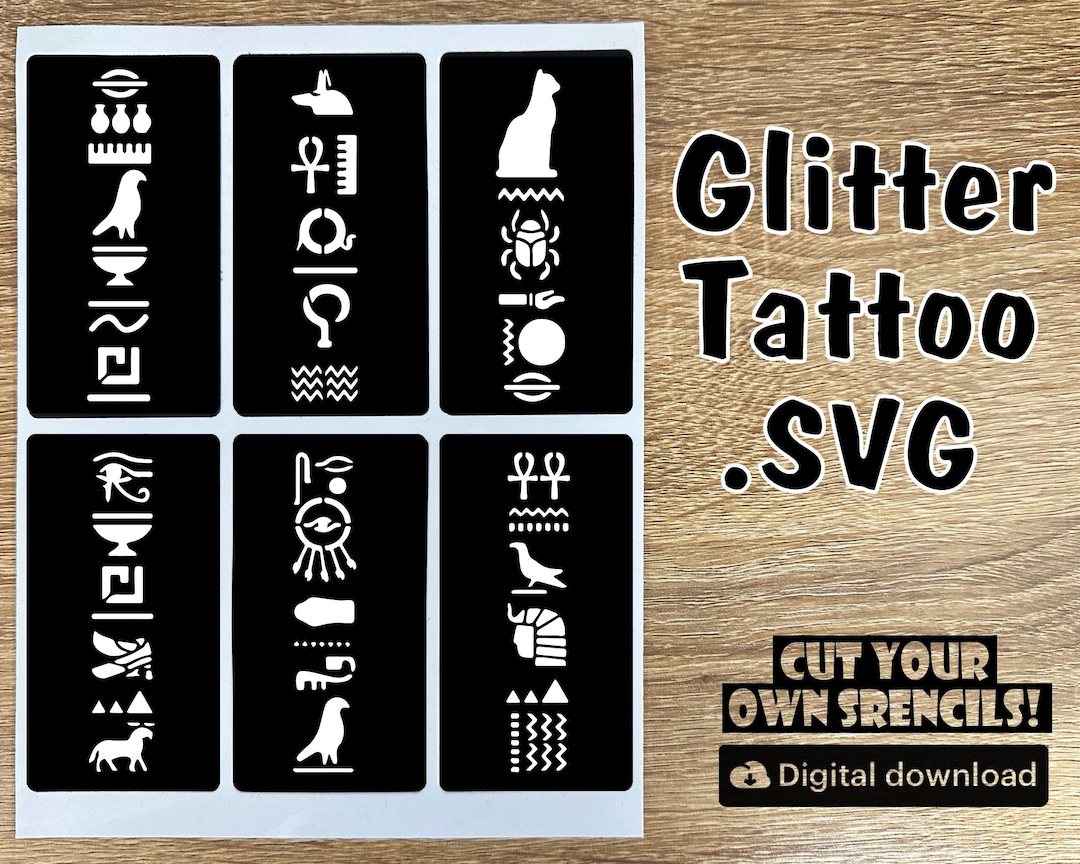 Glitter Egyptian Tattoo Stencils: DIY SVG File (digital Download) - Etsy UK