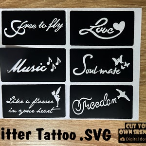 Stickers, Glitter Tattoo Stencil SVGs, Cut your own stencils, Files, Glitter Tattoo Designs, Face Painting Stencils, Unlimited reuse.