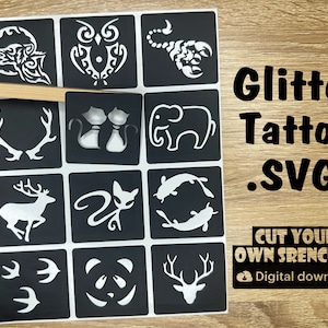 Glitter Tattoo Svg,Glitter Tattoo Cut Files, Glitter Tattoo Designs, Vinyl Stencil SVGs, Face Painting Stencils, SVG Stencils,Tattoo Designs