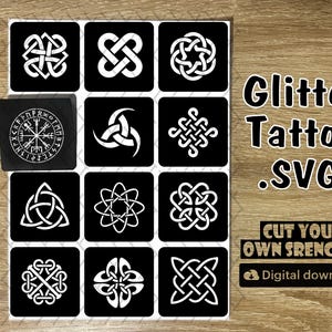 Viking Glitter Tattoo Stencils: Celtic SVG Bundle (Digital Download)