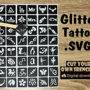 Glitter Tattoo, 48 Cut, Files Stencil SVGs, Cut your own stencils, Files, Glitter Tattoo Designs, Face Painting Stencils, SVG Stencils.