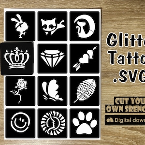 Glitter Tattoo Stencil Designs: SVG Cut Files (Digital Download)