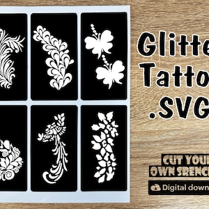 Glitter Tattoo Stencils: Face Painting SVG Designs (Digital Download)