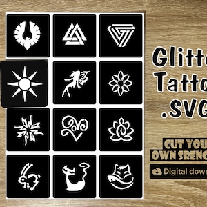 Glitter tattoo, Party, Painting, Stencils ,Stickers, Glitter sticker sheet, Files, Glitter Tattoo Designs, SVG Stencils, henna tattoo.