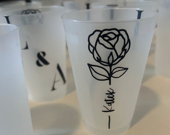 Custom Wedding Reception Bar Frosted Cups, Personalized Shatterproof Cups, Modern Wedding Decor, Signature Cocktails, Engagement Party