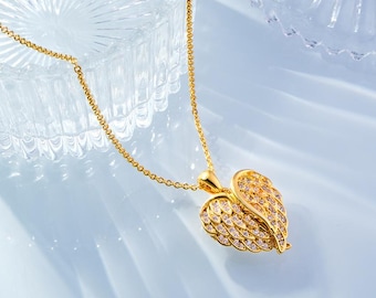 Colar com pingente de asas de anjo personalizado com foto gravada, Colar com pingente de asas de anjo personalizado com foto, Colar com pingente de anjo personalizado para homenagem póstuma