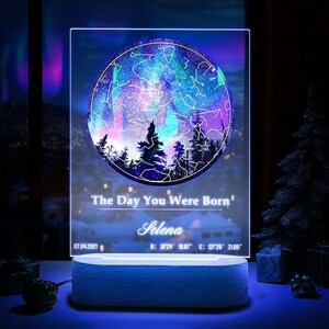 Lámpara de mapa estelar personalizada, luz nocturna acrílica colorida, regalo de cumpleaños personalizado, regalo de aniversario personalizado, regalo de coordenadas de mapa estelar personalizado