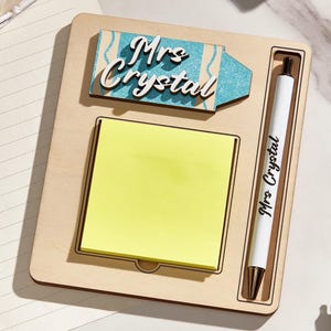 Personalized Name Sticky Note Wooden Holder With Pen, Custom ...