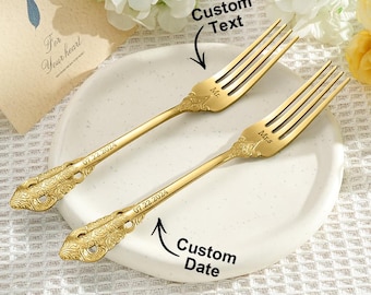 Gepersonaliseerde vintage vorken verlovingscadeau voor stel, set van 2, aangepaste vintage vorken set huwelijkscadeau, aangepast huwelijkscadeau Mr. Mrs.