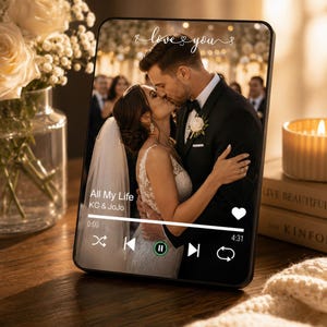 Cadre photo musical personnalisé, cadre photo musical en acrylique sur mesure, cadeau personnalisé pour anniversaire, mariage ou autre événement, cadre photo musical.