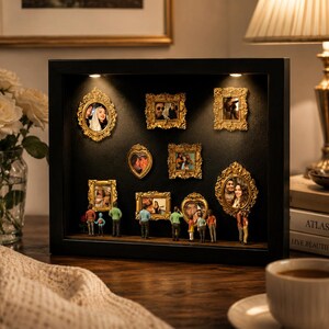 Custom Mini Museum of Us Frame Shadow Box with Lights, Romantic Anniversary Gift for Her, Custom Photo Memory Frame, Museum Birthday Gift