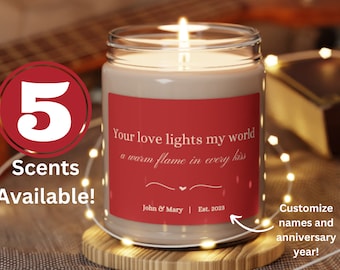 Custom Love Candles for Her, Personalized Anniversary Gift, Custom Scented Candle, Personalize Anniversary Candle Gift, Candle Lover Gift