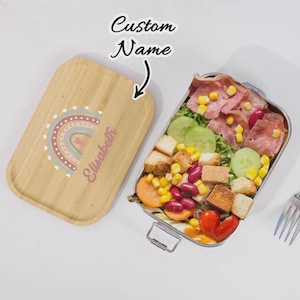Personalisierte Lunchbox für Kinder, Benutzerdefinierte Regenbogen Einhorn Edelstahl Lunchbox, Benutzerdefinierte Back to School Lunch Box Geschenk für Kinder