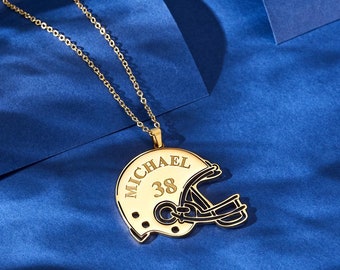 Collana da calcio con incisione personalizzata, regali per caschi sportivi da calcio, gioielli da calcio personalizzati, regali personalizzati per collane da calcio per laurea